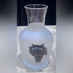 Frosted Glass Decanter with Grape Motif